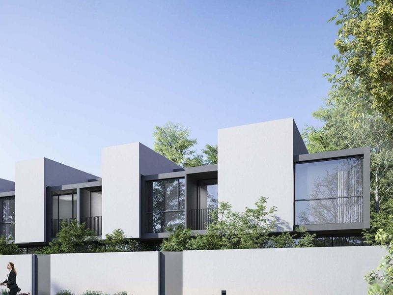 Azalea townhouse massing, Masaar. Illustrative render.