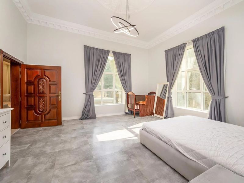 Bedroom with timber door