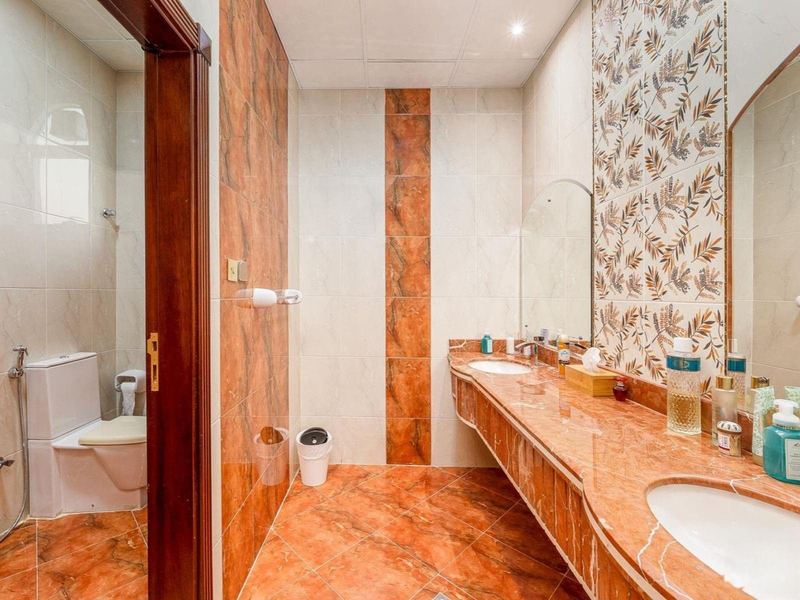 Bathroom with marble vanity