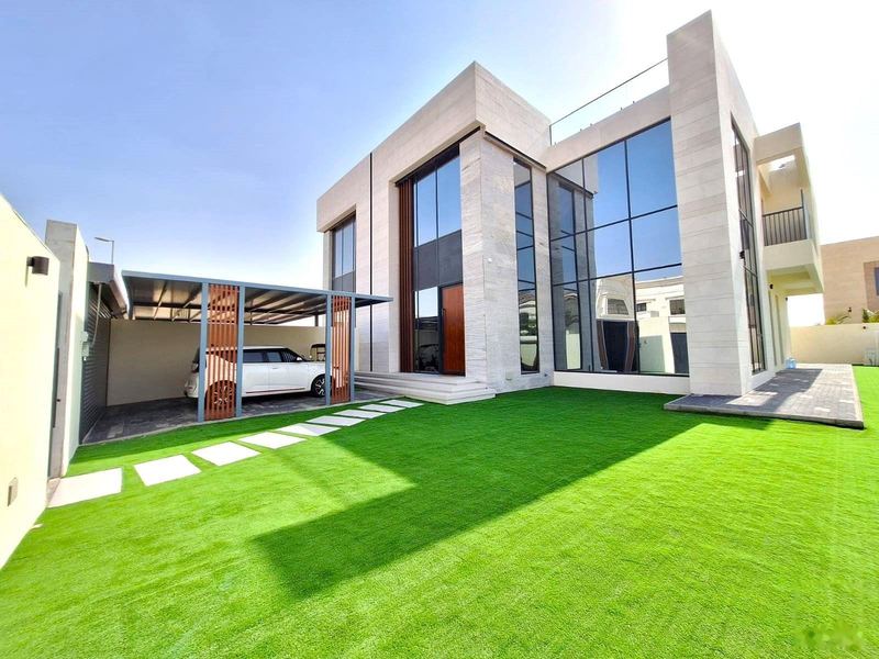 Contemporary villa with lawn and carport, Al Suyoh
