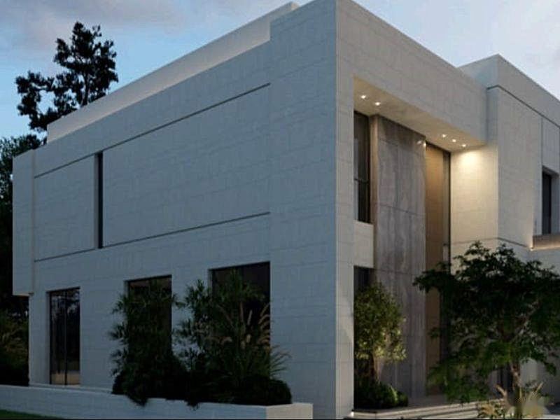 Villa corner elevation. Illustrative image.