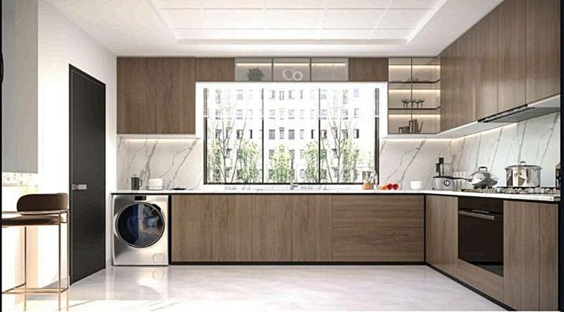 Kitchen with island window. Illustrative image.